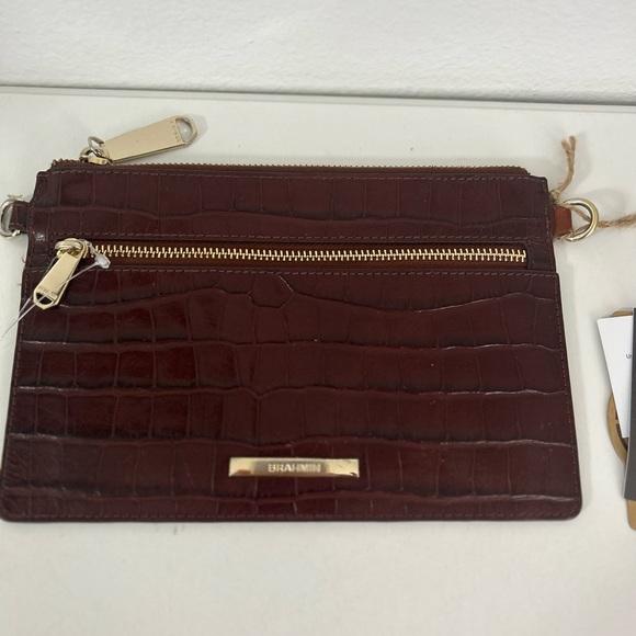 Brahmin crocodile Leather Chocolate Cherry Leather Clutch - Picture 4 of 12